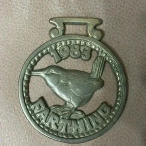 Vintage Horse Brass Bird 1983 Farthing Medallion Harness Ornament